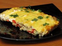 Omletă cu ardei şi ciuperci
